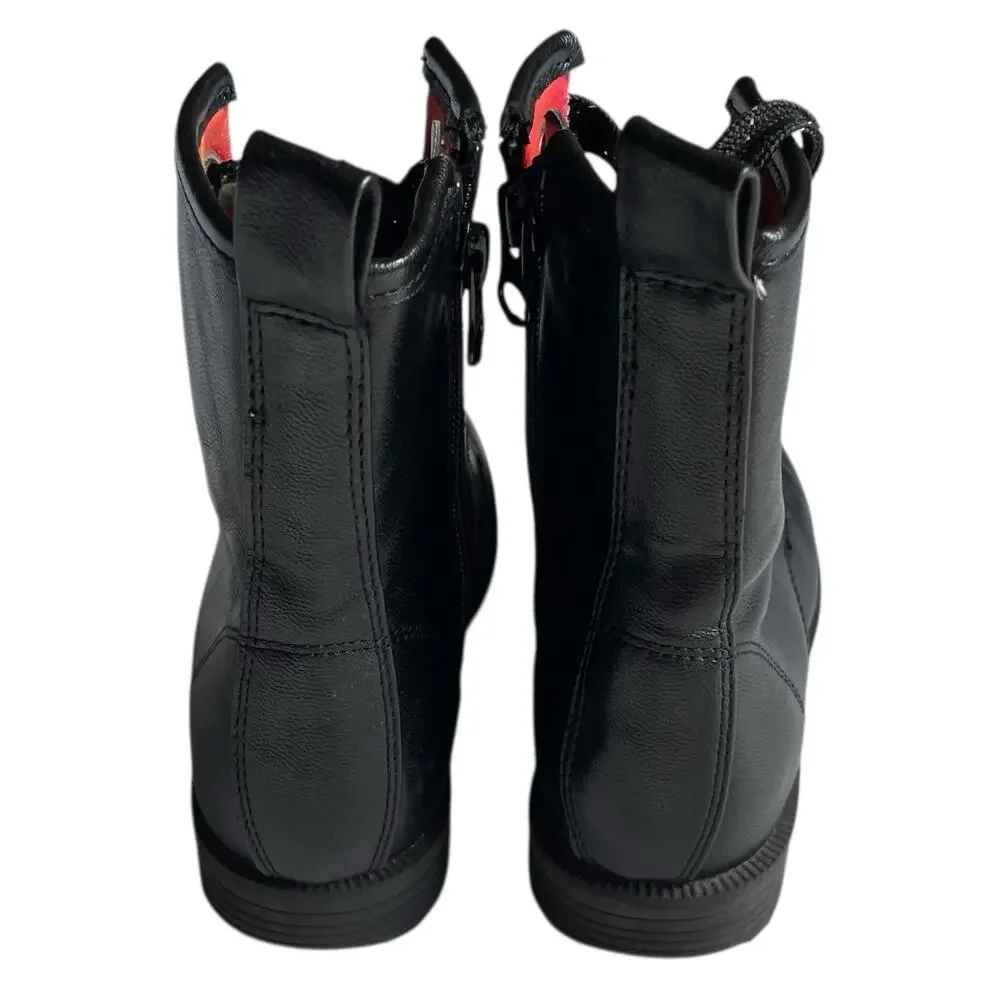 Target Girls Black Combat Boots Size 13 Side Zip Faux Leather Causal Boots